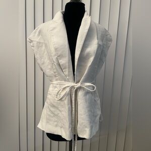 Zara Cream/white Sleeveless Jacket with Belt